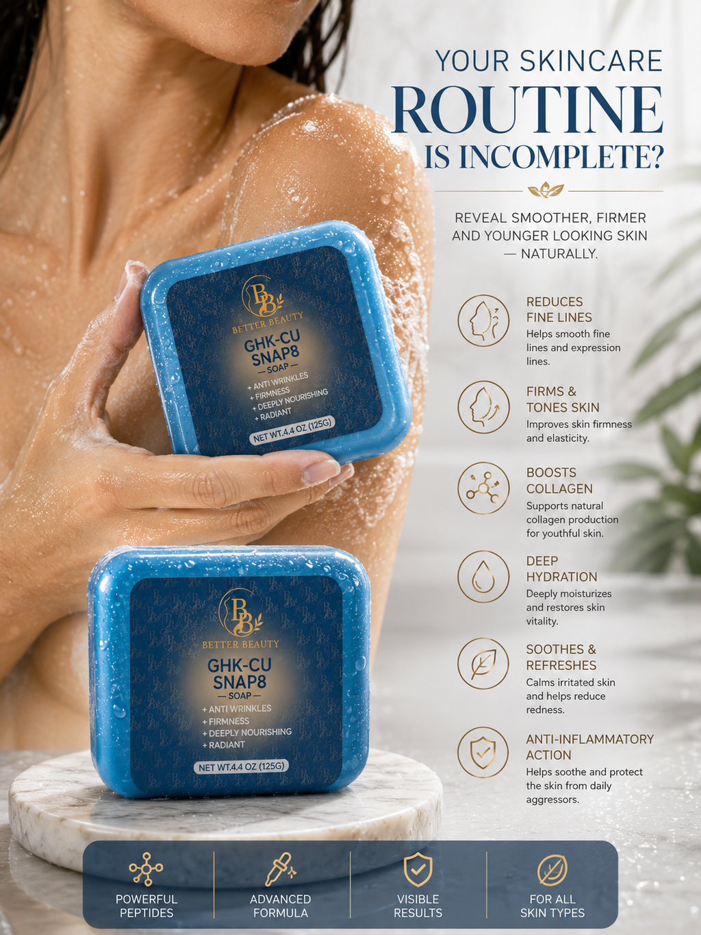 Sabonete Facial Antienvelhecimento GHK-Cu & SNAP-8 (125g)